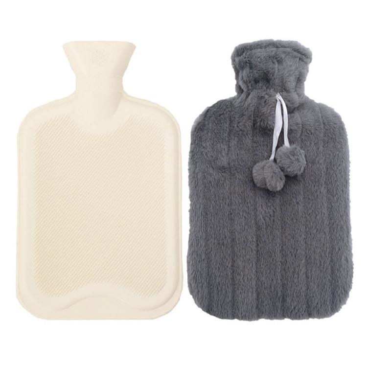 Hot Compress Hand Feet Warm Water Bag 2000ml Water Bag with Plush Cover Hot Water Bag Winter Gift for Students