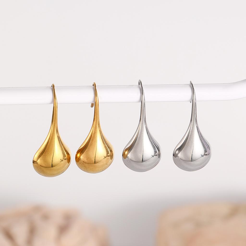 LATS Gold Plated 316 Stainless Steel Water Drop Ear Hooks Earrings for Women Jewelry Accessories