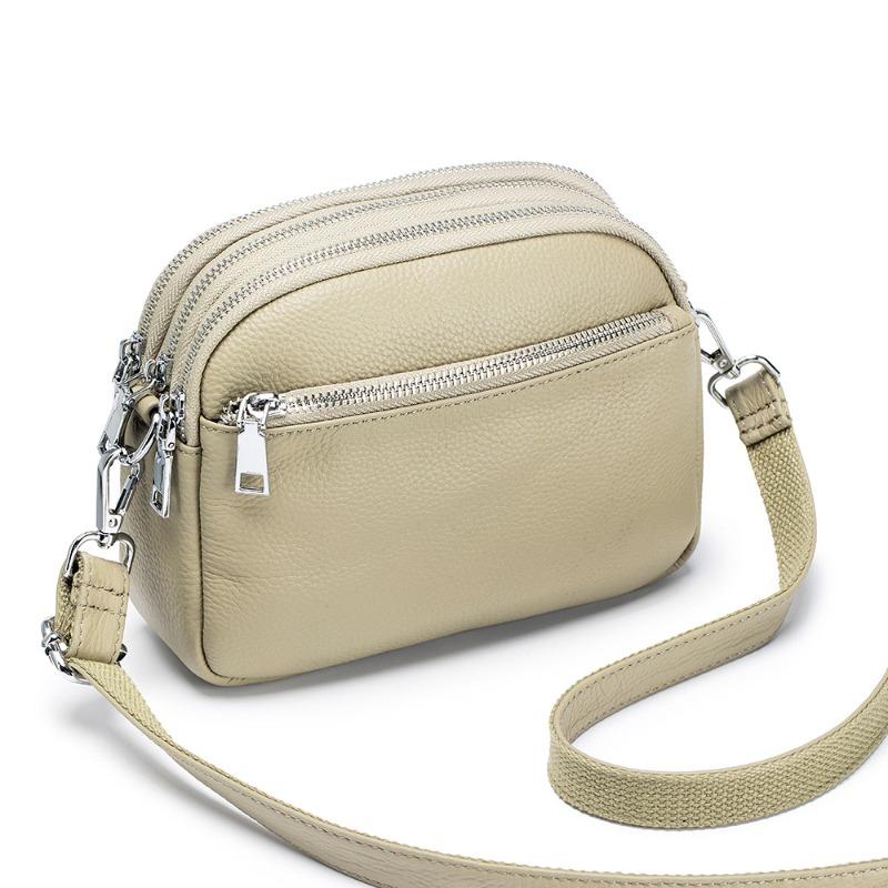 Leather Fashion Mother Bag New Three Zipper Mobile Phone Bag Messenger Bag Women's High-end Single Shoulder Women's Bag Large Capacity