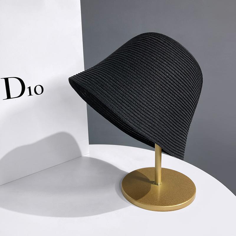 Straw Breathable Bucket Hat Women's Straw Hat Versatile Bucket Hat Sunscreen Visor Bell Simple Hat