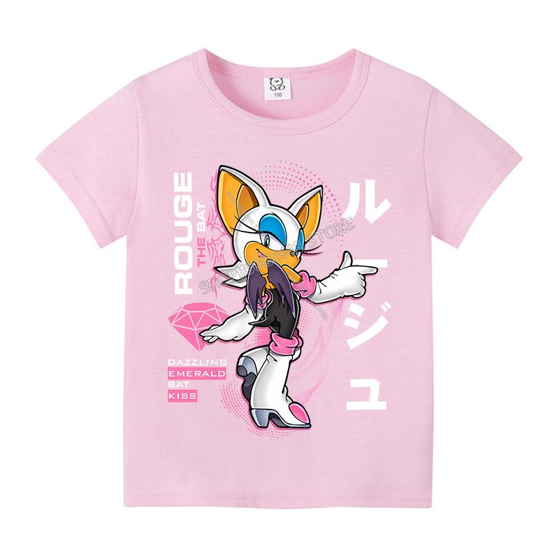 Sonics Anime T-shirt for Children New Round Collar Clothing Kid Short Sleeve Cartoon Partern Clothes Fashion Sunmer Tee Top Gift