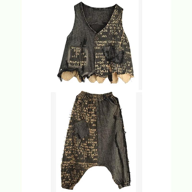 

XITAO Trendy Cool Personalized Vintage Color Denim Sets GJ1214 One Size