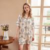 [Heißluftballon auf weißem Hintergrund] Wind Pyjama Damen Sommer Druck Kurzarm High-End Eis Seide Shorts Homewear Set