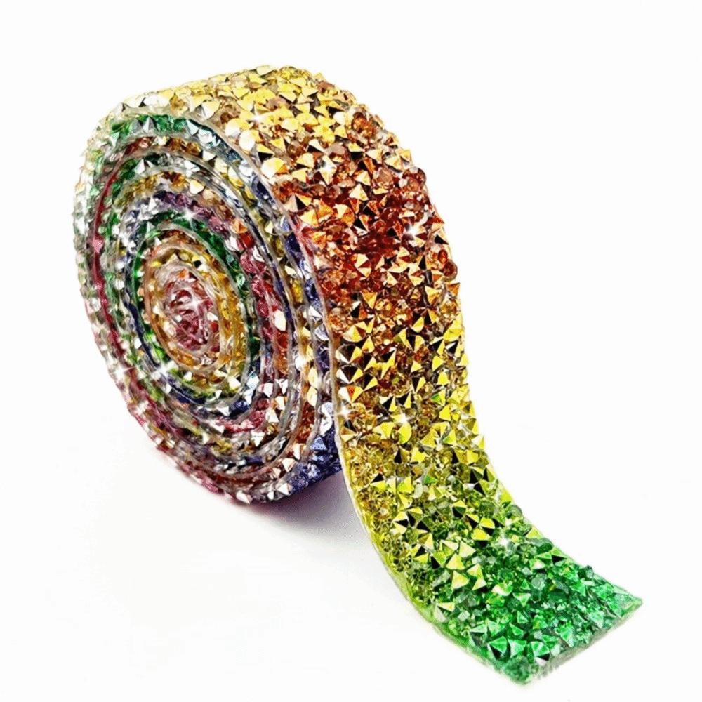 Decorative Strip Colorful Resin Rhinestone Shiny Flexible Rhinestone Strip Self Adhesive DIY Rhinestone Sticker Garment Decor