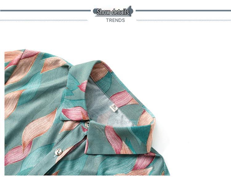 Damen Seiden-Strickjacke mit Sieben-Ärmeln und Print - Stilvolles Hemd mit Kragen und Knöpfen für Frühling/Sommer, Ideal für mittleres und älteres Alter