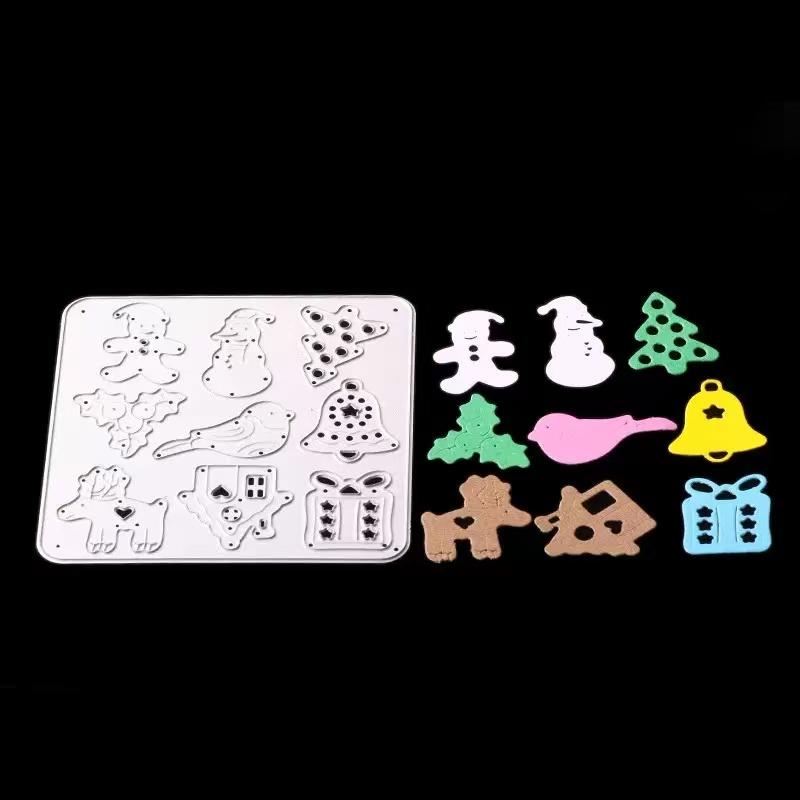 Winter Snowman Christmas Tree Cutting Dies Hat Scarf Carbon Steel Die Cuts Christmas Embossing for Scrapbooking Card DIY Craft Decoration