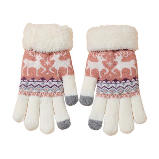 

Winter Touchscreen Gloves Men Women Deer Pattern Knitted Warm Gloves Fleece Lined Thick Gloves with Fuzzy Cuffs for Indoor Outdoor Cycling