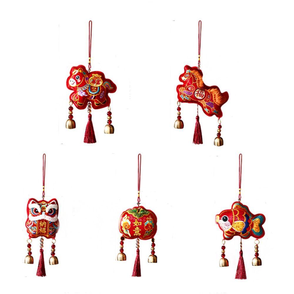 The God of Fortune Horse Pendant Red Embroidered Year of The Horse Hanging Decoration 2026 Year of The Horse Chinese Style