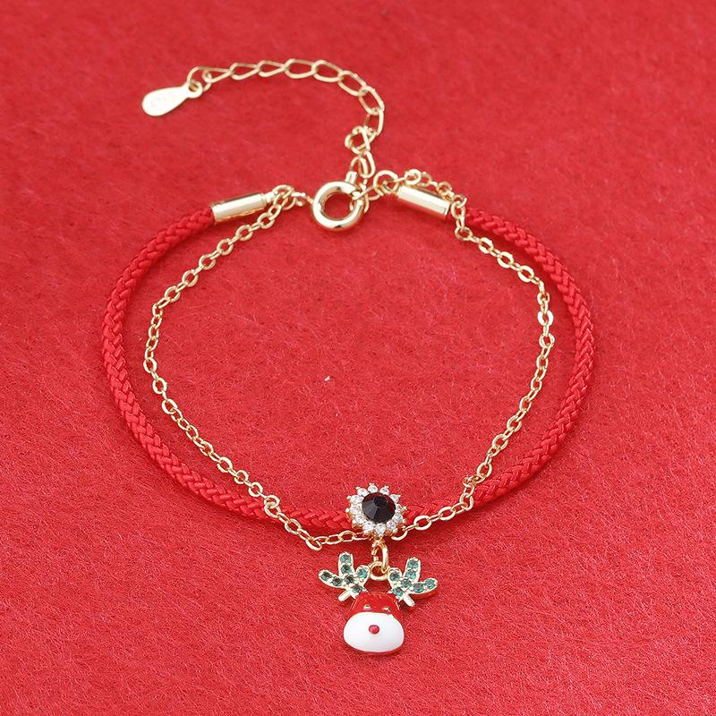 Women's Small Fresh Reindeer Red Rope Bracelet - Christmas & Birthday Gift