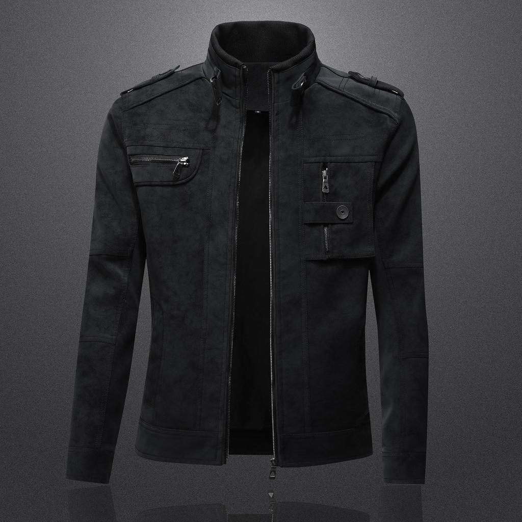 Men's Retro Suede PU Leather Motorcycle Jacket - Autumn/Winter Trend 2025