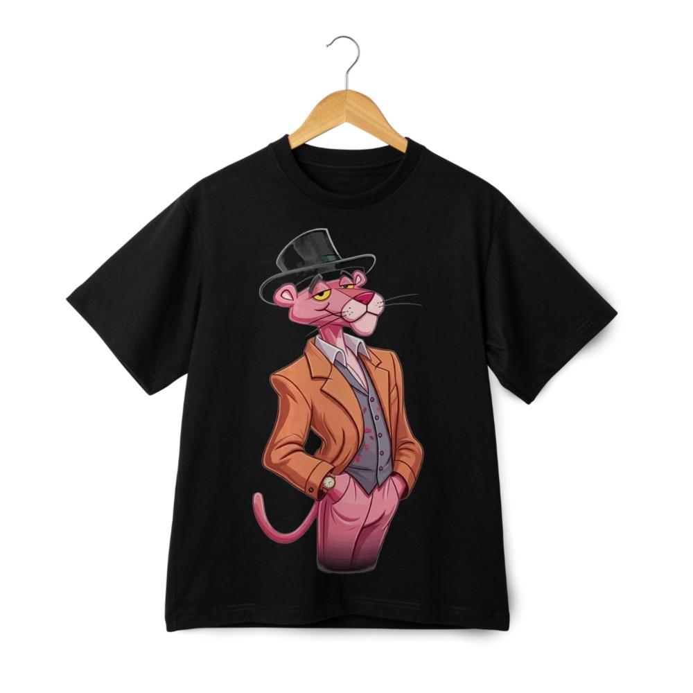 Mens Pink Panther Graphic T-Shirt - Stylish Suit Cool Cartoon Short Sleeve Tee