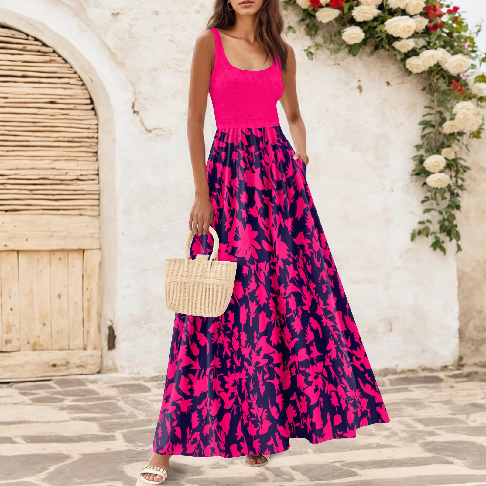 

Женские струящиеся платья Женские летние платья Повседневные длинные платья Милые цветочные длинные платья M