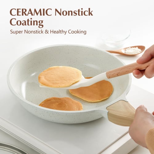 SENSARTE Nonstick Ceramic Frying Pan Skillet with Lid, 8 Inch Omelet Pan, Healthy Non Toxic Chef Pan, Induction Compatible Egg Pan with Heat Resistant