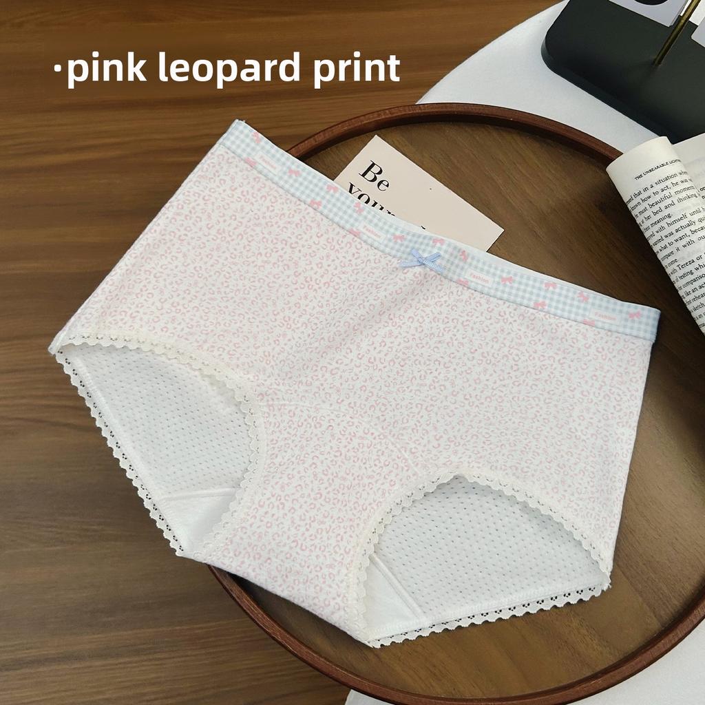 Women's Spring and Summer Cotton 10A Antibacterial Extended Crotch Non-hip Mid Waist Flat Angle Briefs