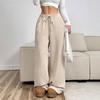 High-Waisted Straight-Leg Tie-Up Loose Pants