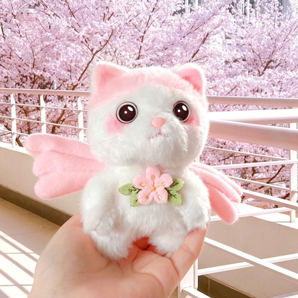Metal Clip Cat Bag Charm Kitten Pendant Plush Animal Keyring Backpack Accessories