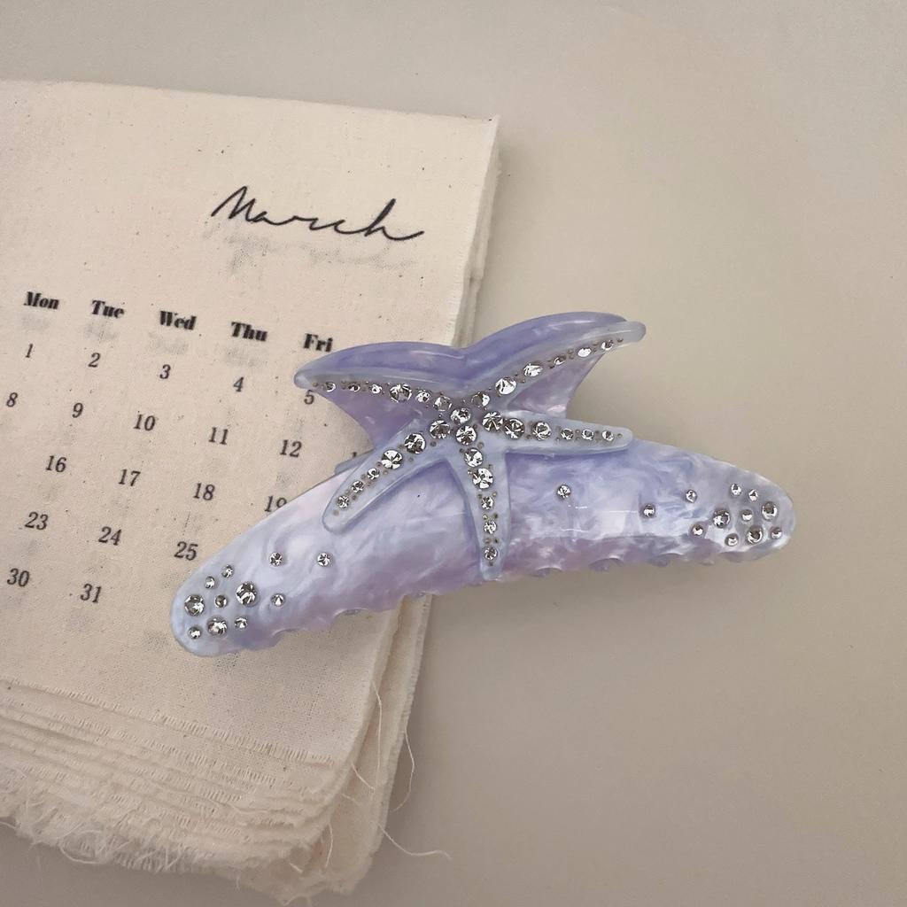 1 Diamond-encrusted Starfish Hair Grab Super Large Shark Clip Three-dimensional Acetic Acid Color Hair Grab Clip