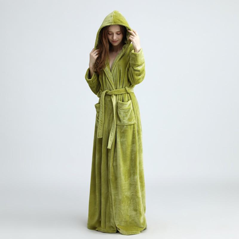 Matching Couple Hooded Flannel Bathrobes - Thick, Long Coral Fleece for Autumn/Winter