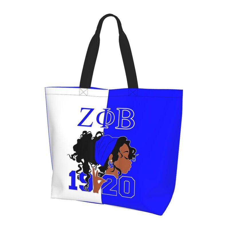 Custom Zeta Phi Beta 1920 Print Shoulder Bag Women Large Foldable Waterproof Travel Handbag Reusable Grocery Bags Shopping Bag
