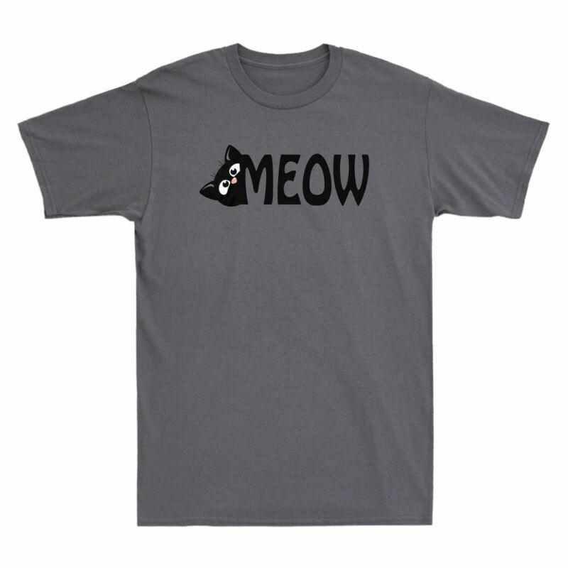 Black Sleeve Lovers TShirt Cat Cat Meow Gift Cotton Unisexs Short Graphic Funny S