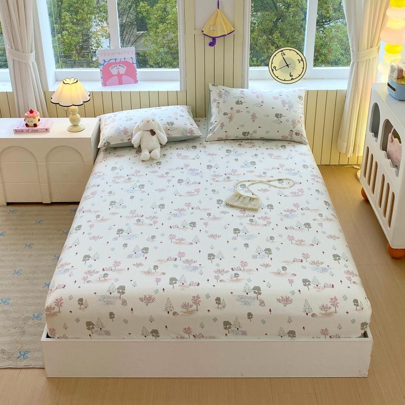 2026 Fresh Style All-Cotton Fitted Sheet: Pure Cotton, Fully Enclosed Mattress Protector for Dormitory Single Bed