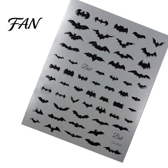 Halloween Theme Nail Decals Art Stickers, 5D Embossed Skull Pumpkin Ghost Parties Stickers Decals, Waterproof Self Adhesive Manicure Decoration