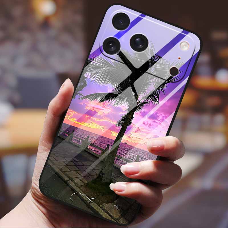 Phone Case for Iphone 17 Pro Max Iphone17 Air Tempered Glass Hard Back Cover Bumper 17pro Funda Cartoon Anime Fashion Pattern