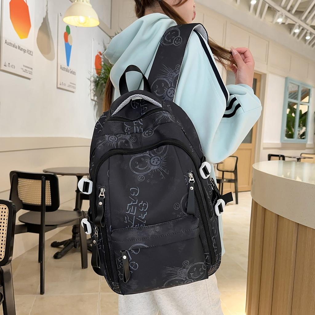 Schoolbag high-value cartoon printed backpack women's 1011 new large-capacity student men's schoolbag lightweight travel computer bag