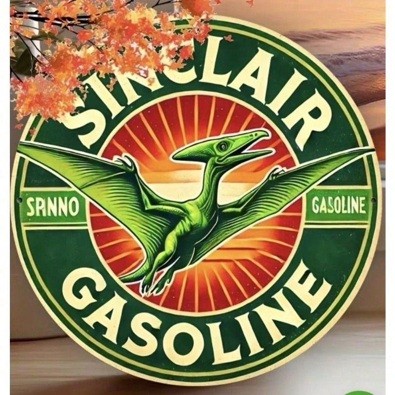 Metal Poster Dinosaur Vintage Gas Station Garage Wall Art Man Cave Decor