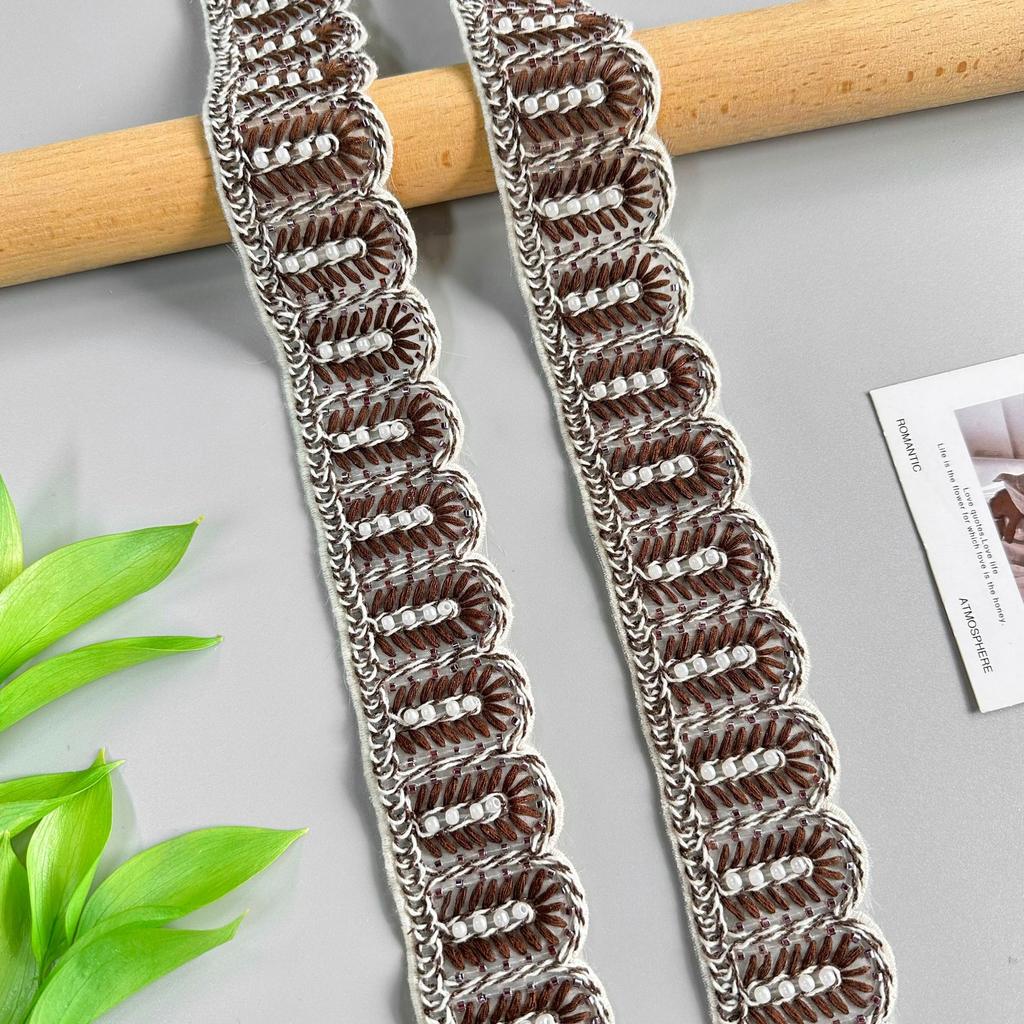4.5Cm Bead Embroidery Strand Barcode Clothing Belt Dress Home Window Accessories Lace Accessories