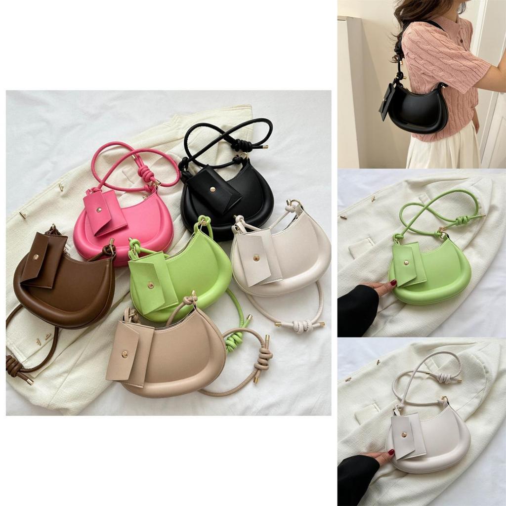 Fashionable New Moon Bag In Multiple Colors Street Style Shoulder Bag With Unique Stitching