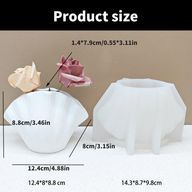 Silicone Flower Vase Molds Shell Shape Flowerpot Moulds Silicone Planter Molds Silicone Texture for Hand-Making Planter