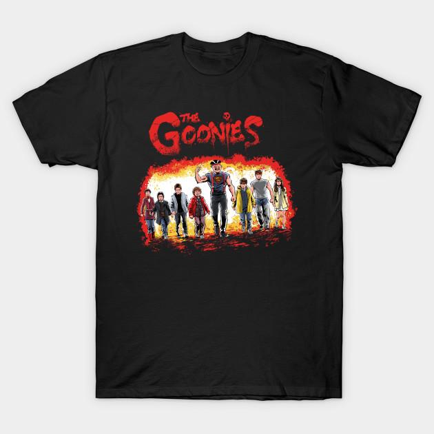 

Men Black Print T-shirt The Goonies No-Cut Transfer Paper Print Cotton Tshirt XL