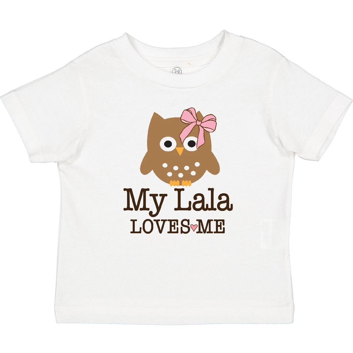Inktastic My Lala Loves Me Grandchild Owl Baby T-Shirt Girl Coquette Bow Outfit 160
