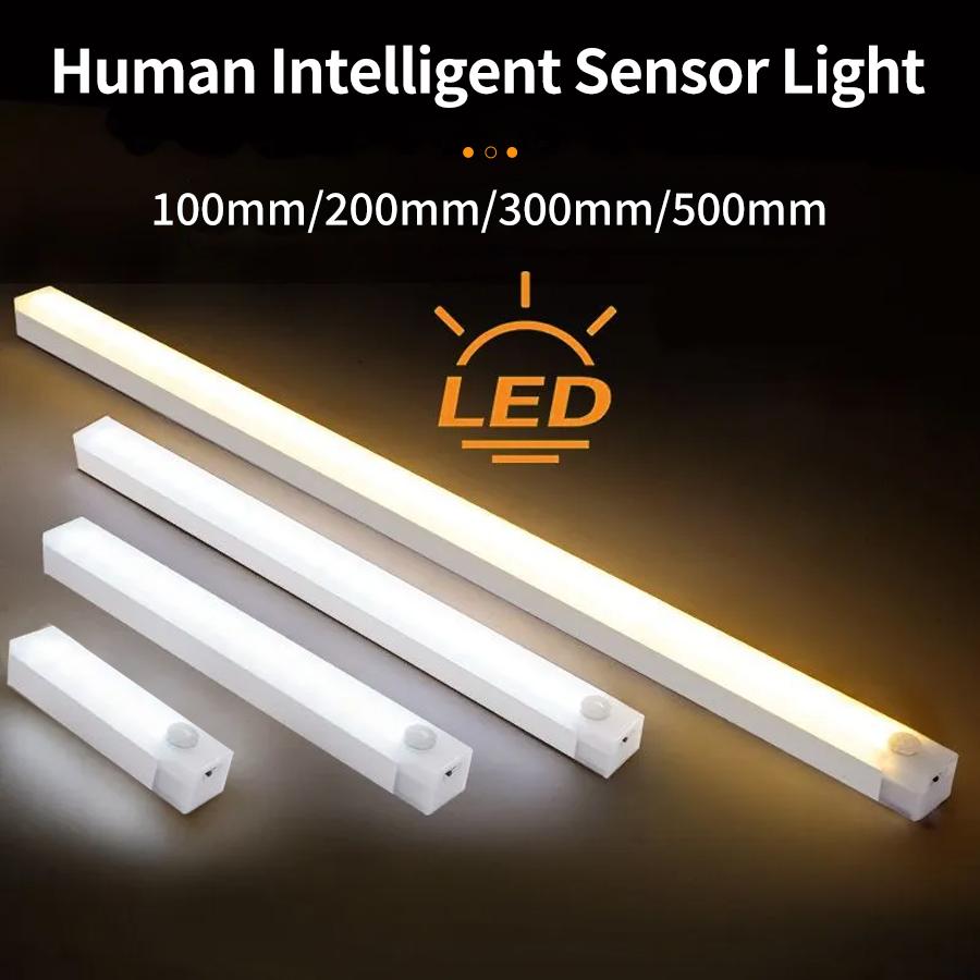 LED Motion Sensor Light Wireless Rechargeable Strip Night Light Magnetic Mount Smart Closet Cabinet Lighting