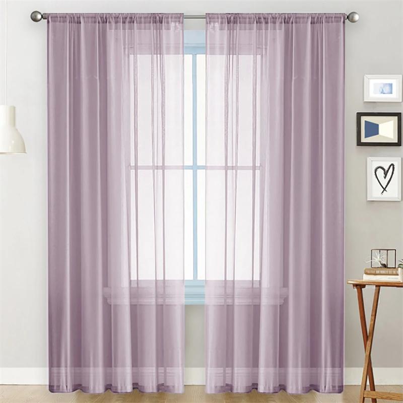 Light Sheer Voile Curtains with Rod Pocket Semi-Transparent Window Drapes for Bedroom Living Room Dining Room Light Transmittance Lace Curtains
