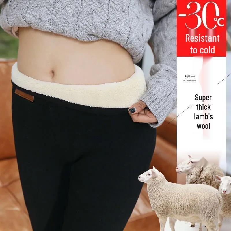 Women's Fleece-Lined High-Waisted Lambswool Leggings