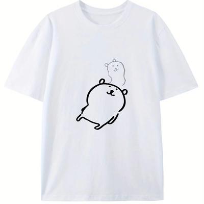 Short Sleeve TShirts Fashion Cute Cartoon Print Round Neck Breathable for Oversized Casual Unisex Y2k Top Graphic T Shirts