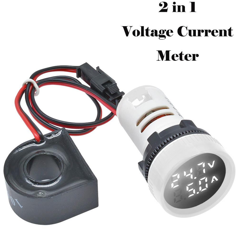 AC 60-500V 110V 220V Ammeter Voltmeter HZ Hertz Frequency Meter 22mm Digital Current Voltage Amp Signal Light LED Lamp Indicator