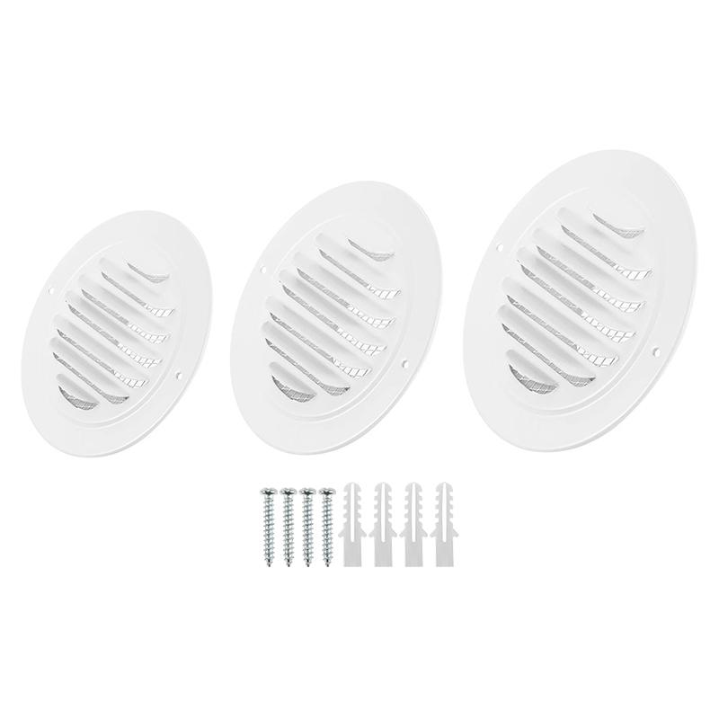 2pcs 3/4/6inch Round Vent Cover Stainless Steel Louvered Grille Cover Air Vent Outlet with Built-in Mesh for House/Office/Garage