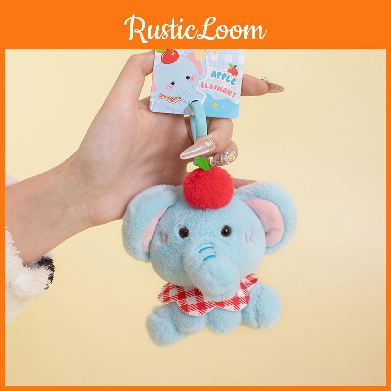 Adorable Elephant Apple Plush Keychain With Soft Fur Bag Ornament Gift Doll