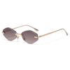 Fashion Rimless Sunglasses for Women Vintage Retro Trendy Design Metal Material Small Frame Vintage Rhombus Rimless UV400 Shades Men Eyeglasses