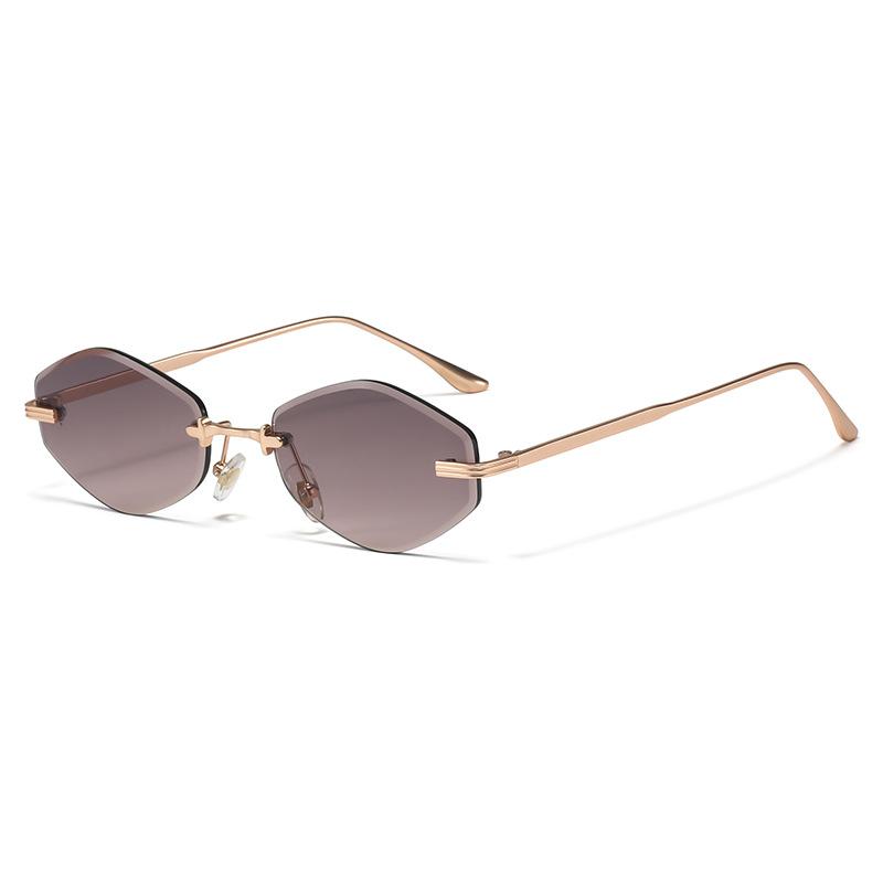 

Frameless Rhombus Personalized Women s Sunglasses Premium Brand Rhombus Sun Glasses Woman Vintage Metal Shades Eyewear UV400