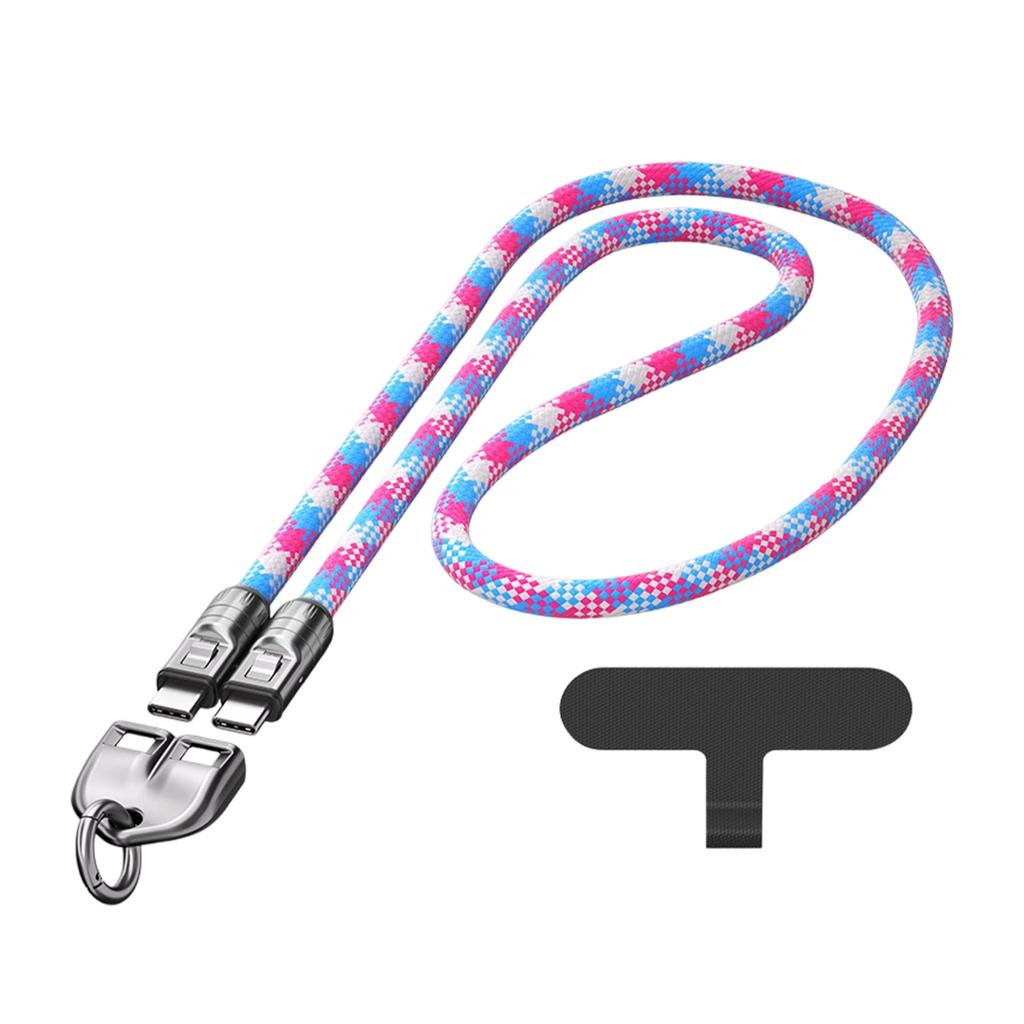 C To C 240W Charging Cable With Wearable Bracelet Design,2 In 1 Cell Phone Lanyard 5A Fast Charging Data Cable, 480Mbps Data Transfer USB C Cable Cell