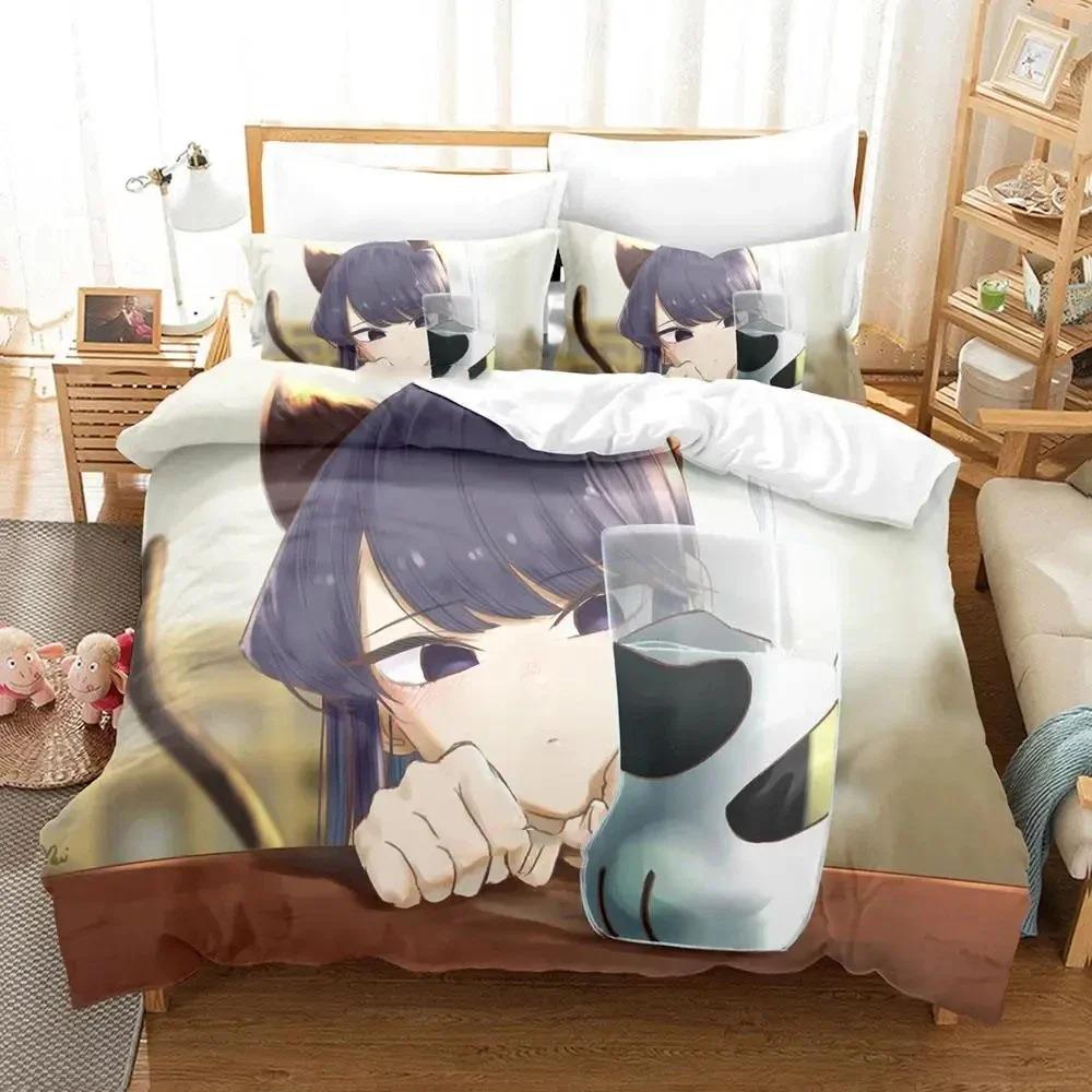 3d Anime Komi-san wa, Komyushou desu Bedding Set Boys Girls Twin Queen Size Duvet Cover Pillowcase Bed Kids Adult Home Textiles