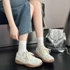 Leather women's little white shoes summer new single net breathable sports and leisure shoes versatile thick baseplate shoes