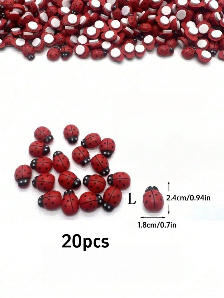 100/20PCS pieces of resin ladybug figurines, garden and courtyard micro landscape succulent pot decoration handicrafts