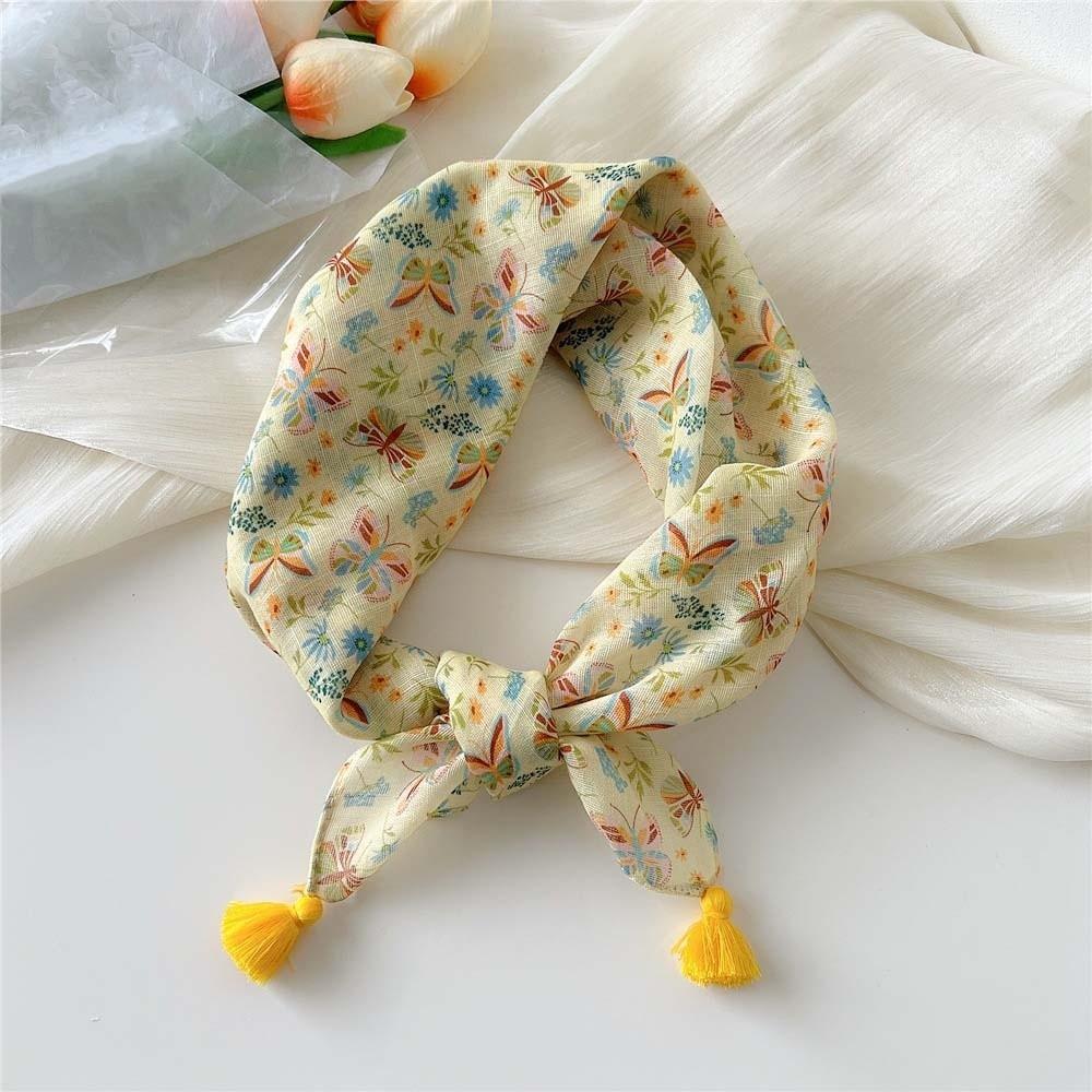 60x60cm Square Scarf Cotton-Linen Neck Neckerchief Tassel Muffler Hair Bandana  Travelers Style 18