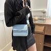 Textured Small Square Bag Women's Bag New Casual Fashion Shoulder Bag Wide Shoulder Strap Messenger Bag