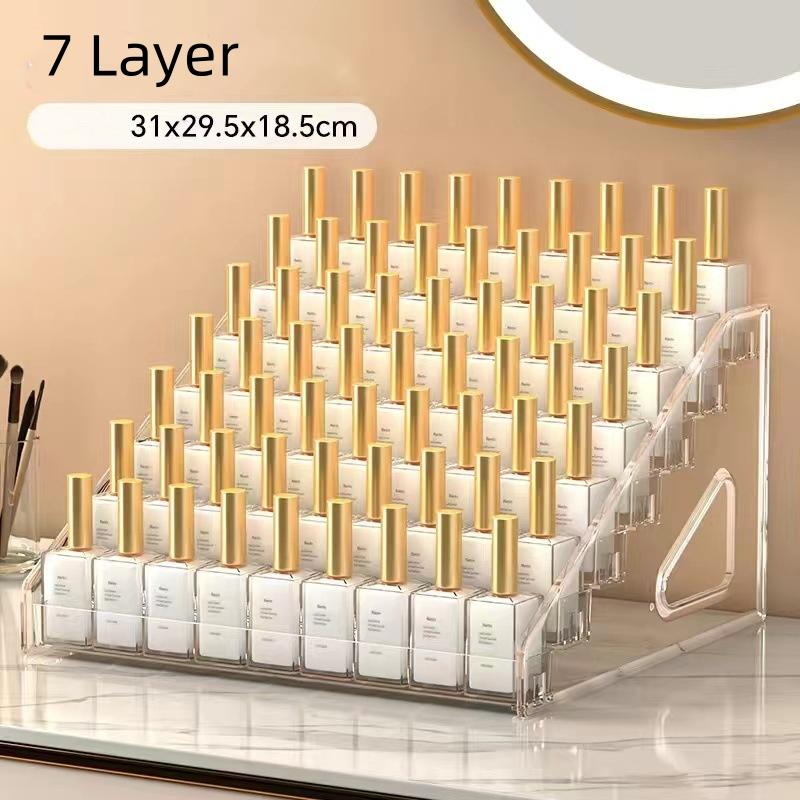 Clear Acrylic Cosmetic Display Stand 3-7layer Makeup Perfume Dolls Storage Shelf Decorative Nail Polish Rack Home Office Decor